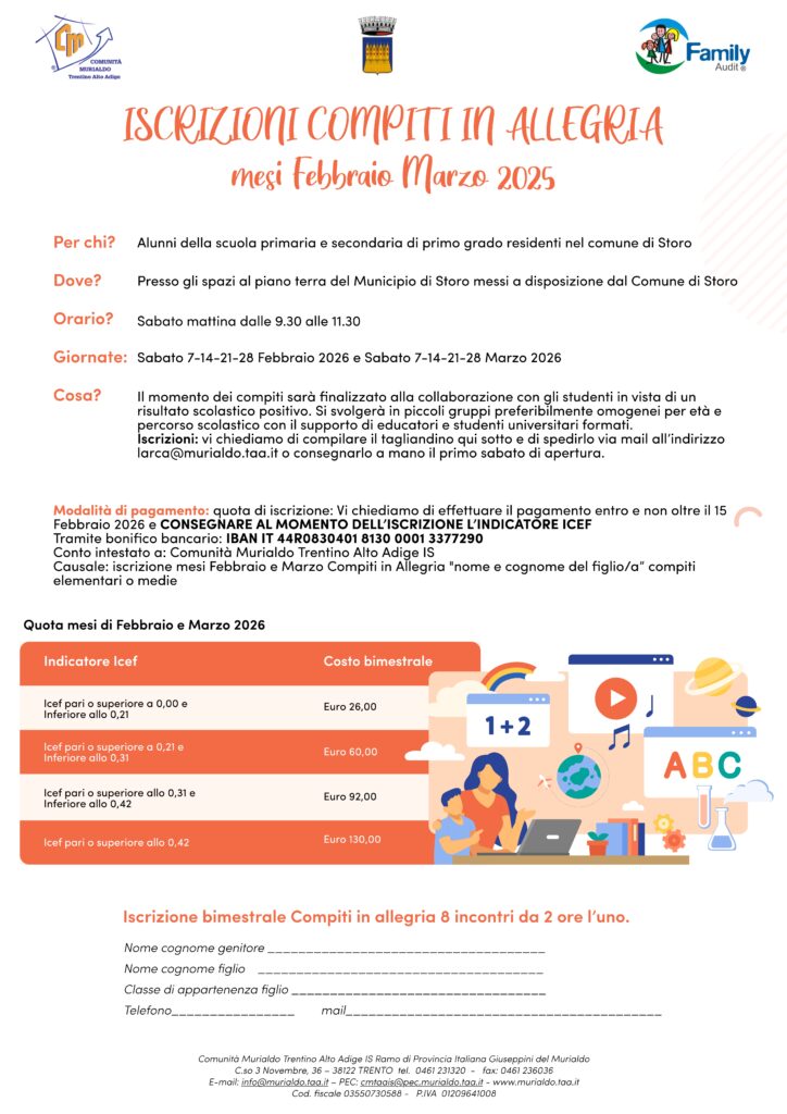 Storo Febbraio Marzo 2026 Compiti in Allegria page