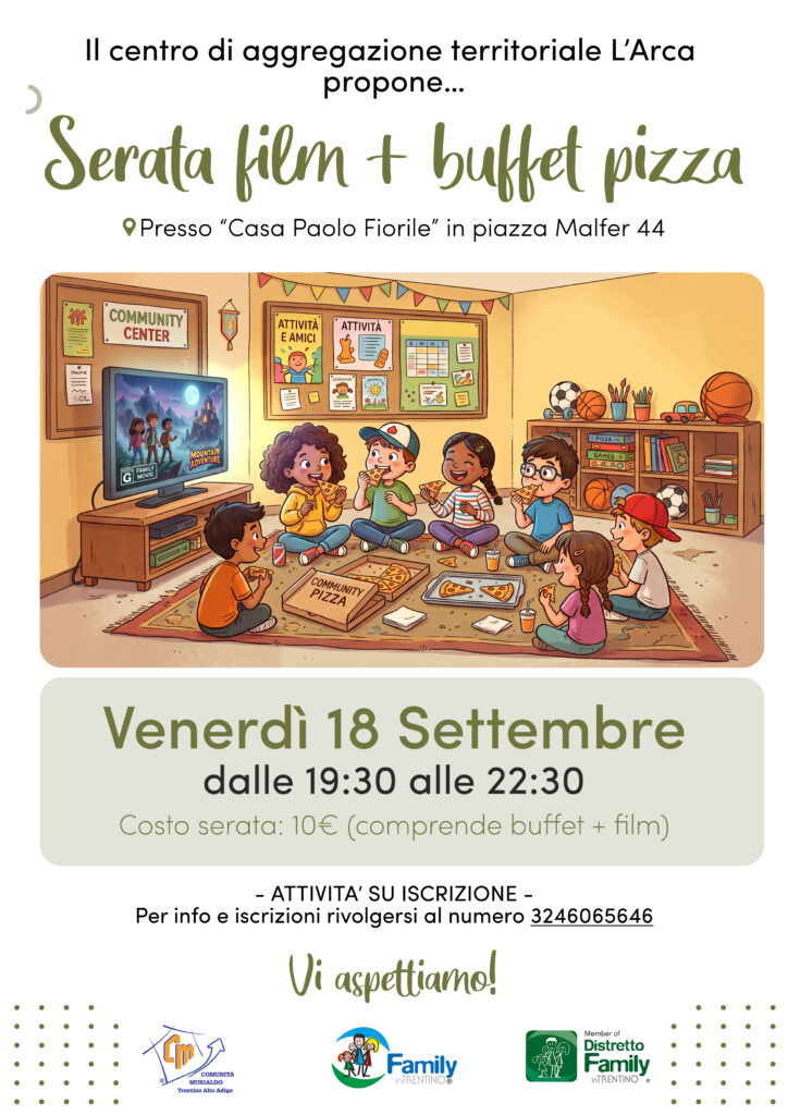 Serata film + buffet pizza Centro di aggregazione territoriale l'arca