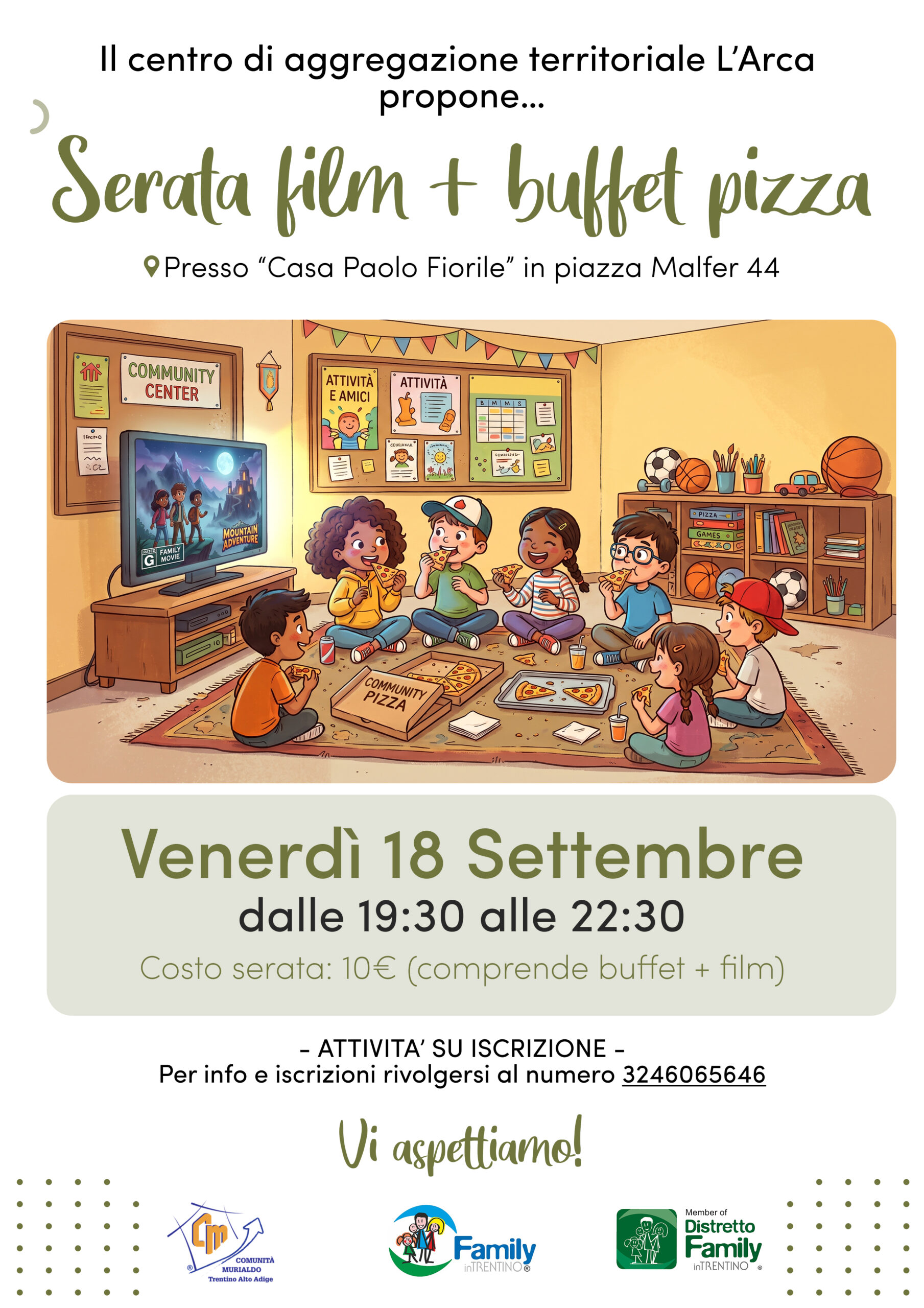 Serata film + buffet pizza Centro di aggregazione territoriale l'arca